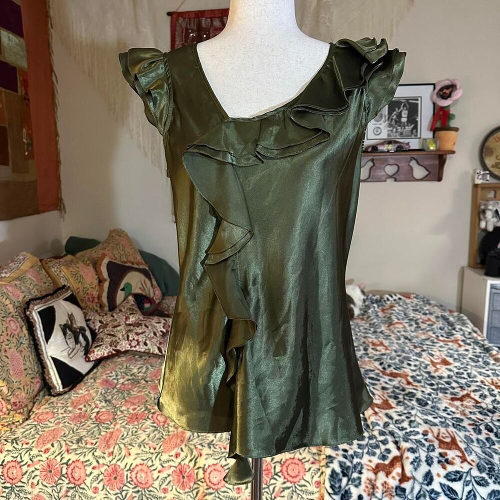 American-vintage Women's Green and Khaki Blouse